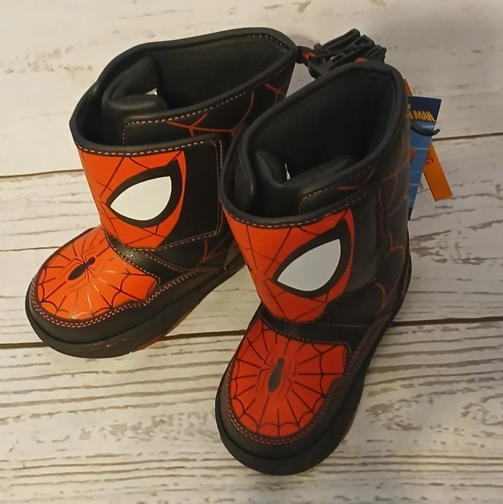 Spider-Man Themed Kids Boots With Light Up Soles Size 6